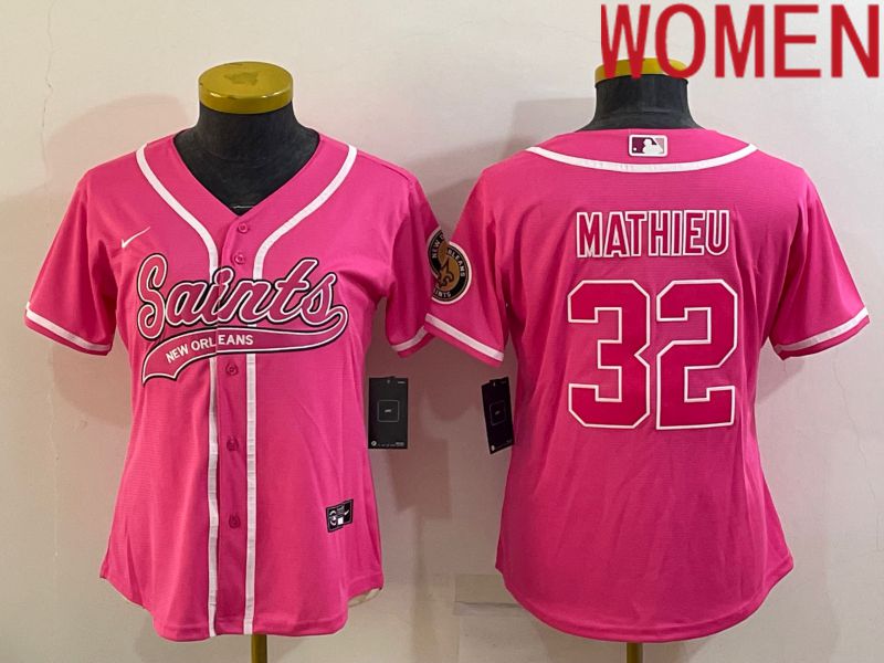 Women New Orleans Saints 32 Mathieu Pink 2022 Nike Co branded NFL Jerseys